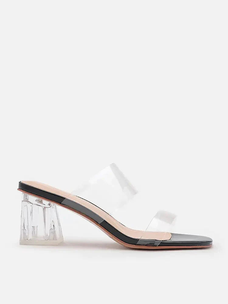 Alexandra Neutral Clear Strap Heels