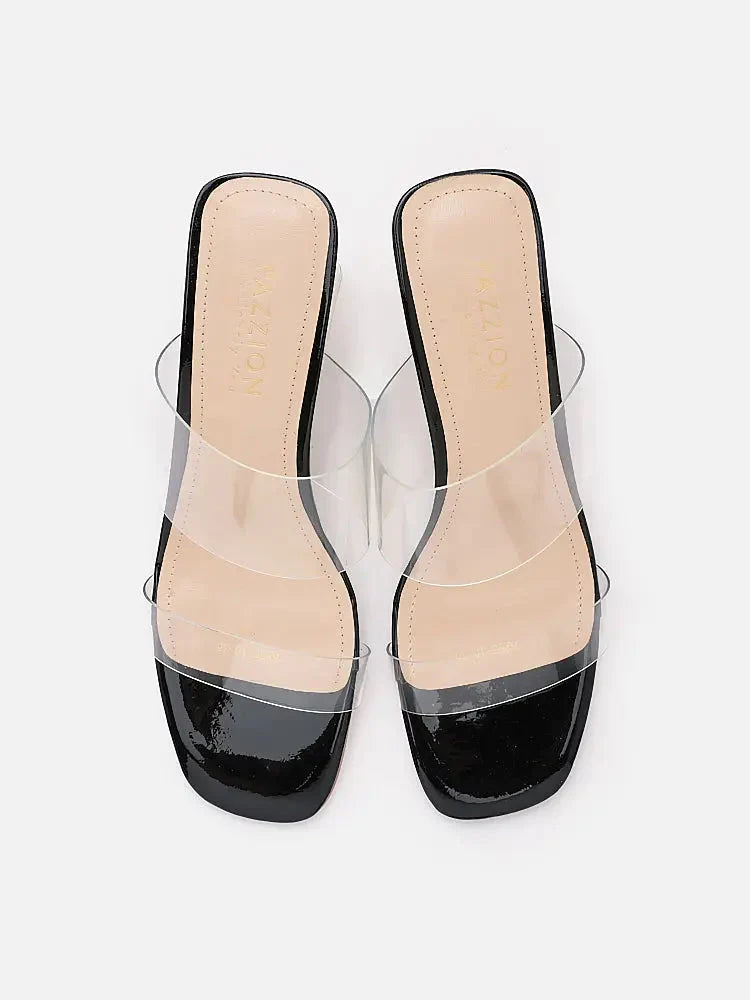 Alexandra Neutral Clear Strap Heels