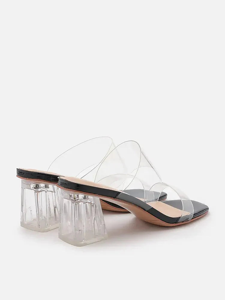 Alexandra Neutral Clear Strap Heels