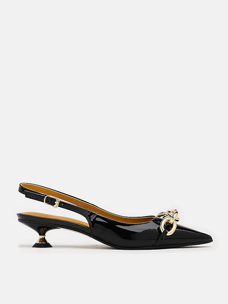 Elia Chained Leather Slingbacks