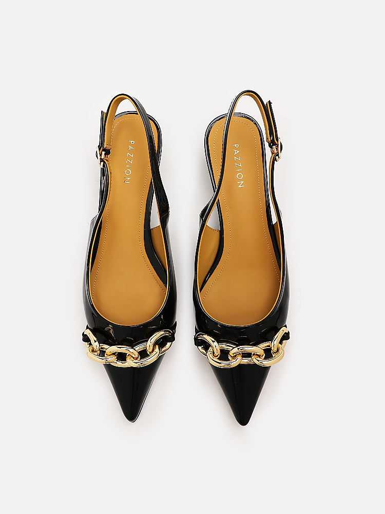 Elia Chained Leather Slingbacks