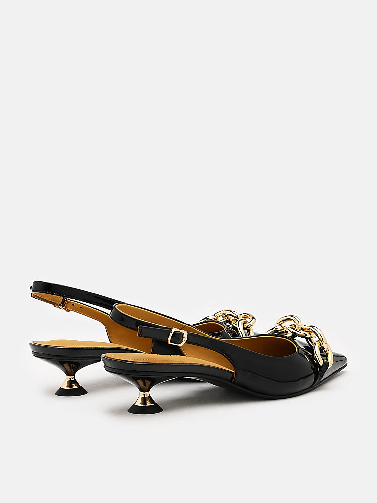 Elia Chained Leather Slingbacks