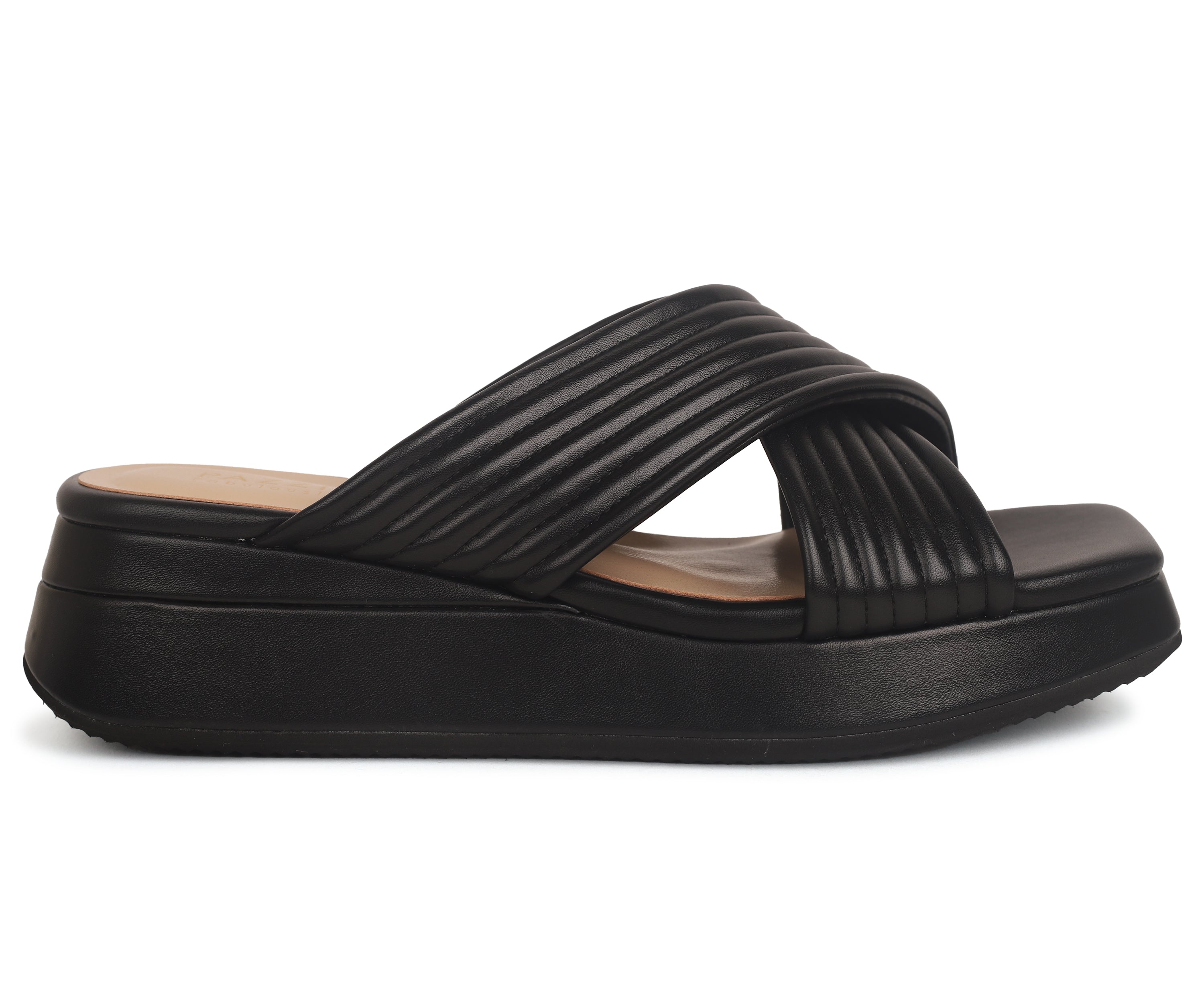 3186-8  Black Belle Lined Square Toe Mules