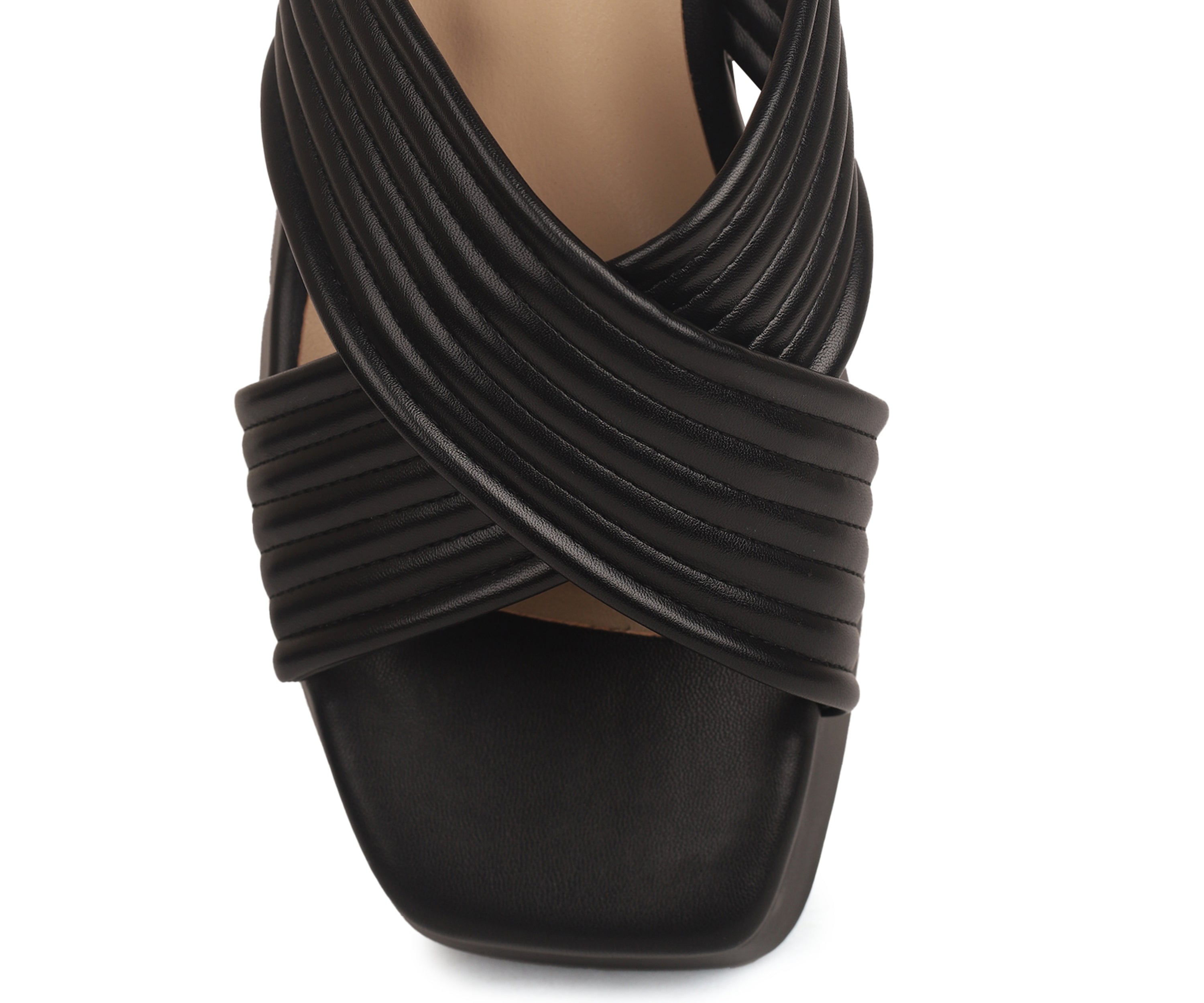 3186-8  Black Belle Lined Square Toe Mules