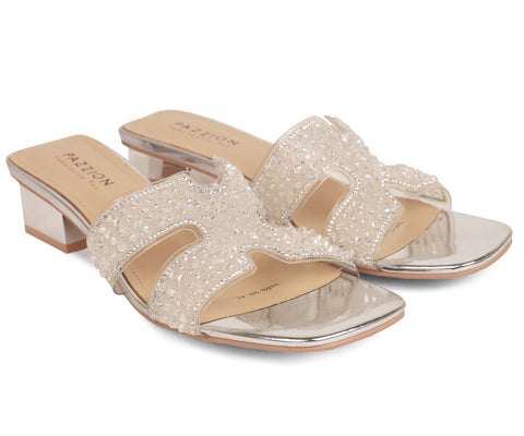 3103-22 Maeve Crystal Strapped Sandals-Silver