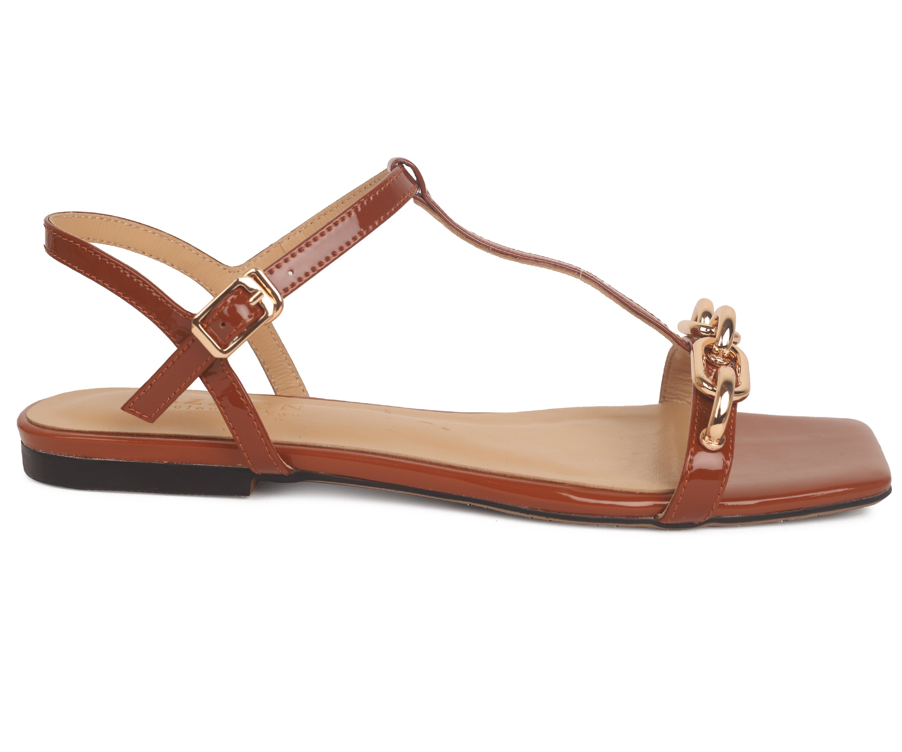 Brown flat sandal for women- Pazzion