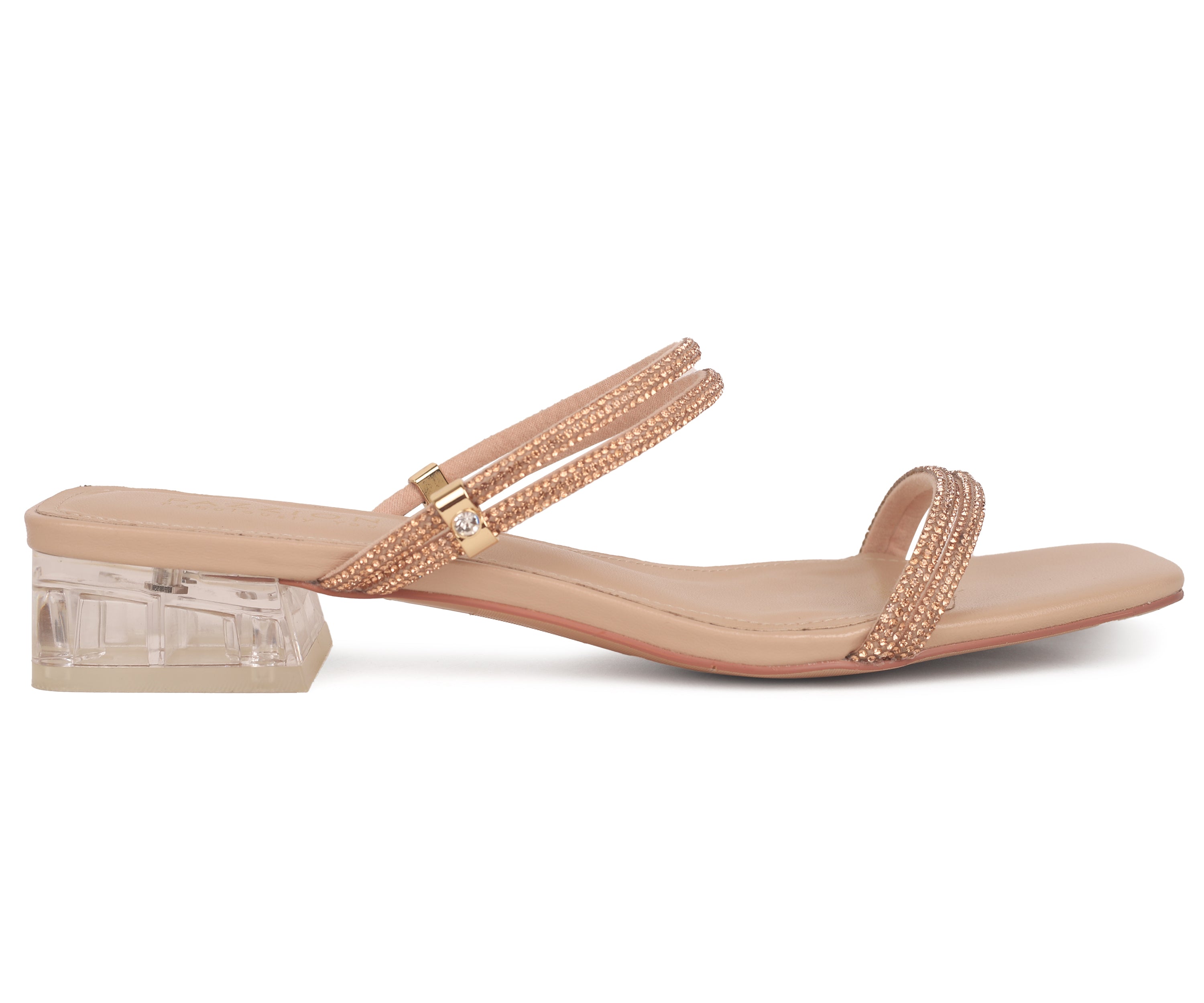 6529-6 Embellished Strappy Open Toe Sandals- Rose Gold