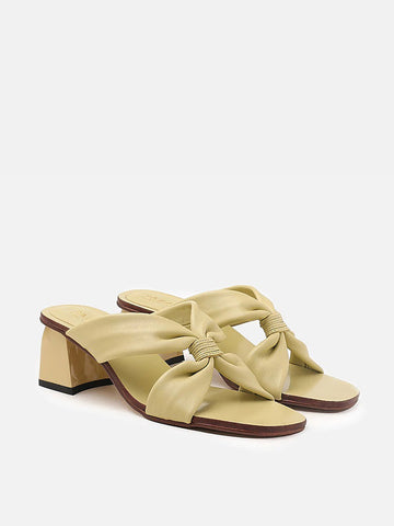 Twisted Slide Block Heels- Lemon
