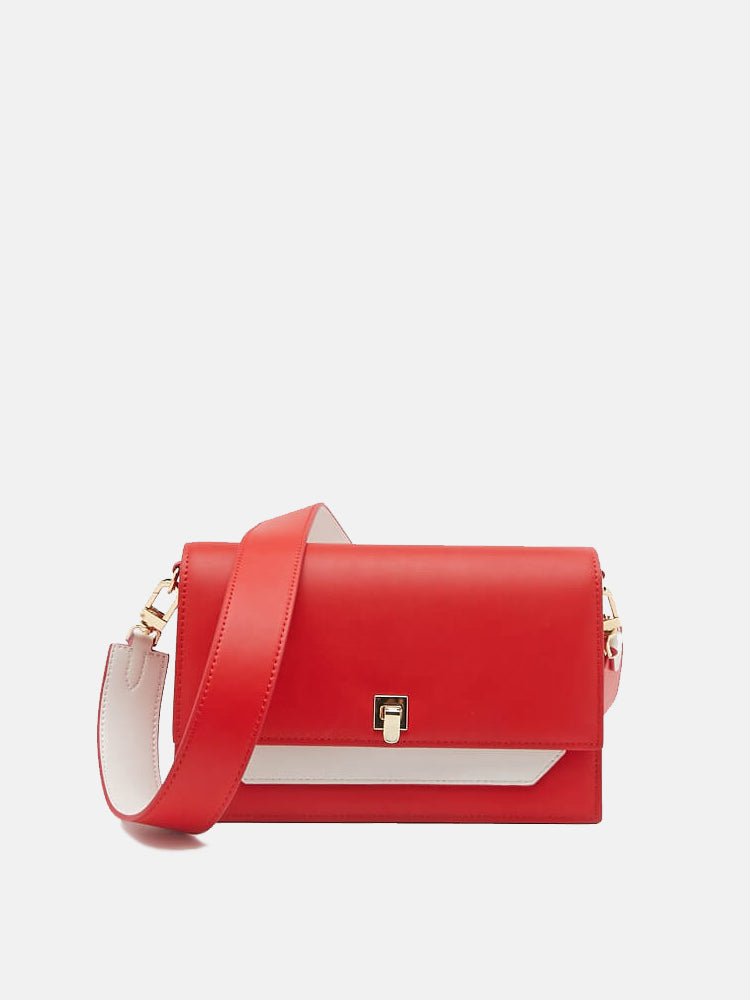 Red Duo-Toned Box Sling Bag