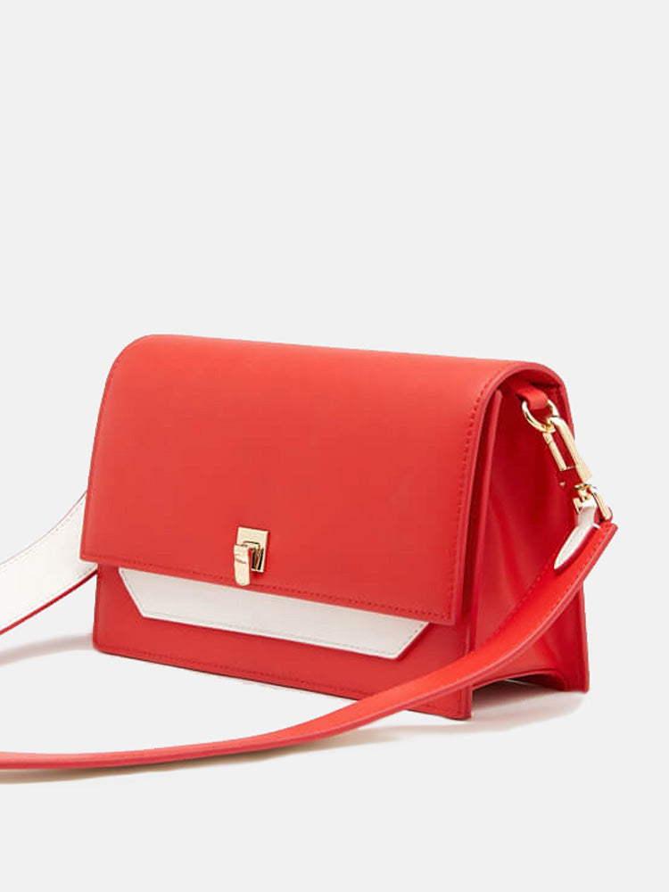 Red Duo-Toned Box Sling Bag