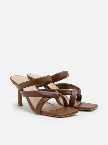 Taliha Cross Strappy Heels- Brown