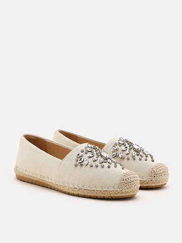Vega Gemstone Espadrilles- Beige
