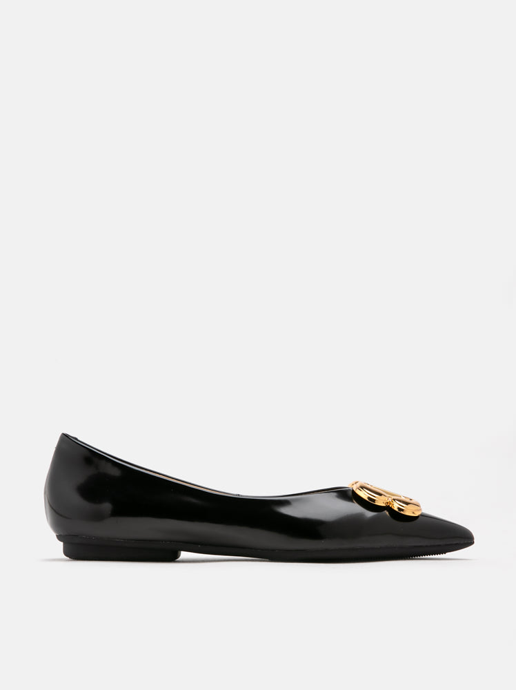 Grady Gold Buckle Point -Toe Flats