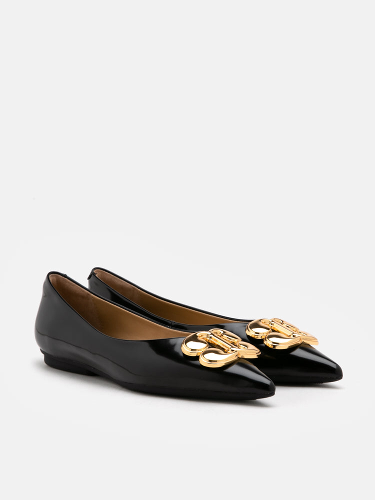 Grady Gold Buckle Point -Toe Flats