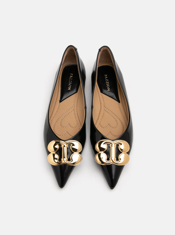 Grady Gold Buckle Point -Toe Flats