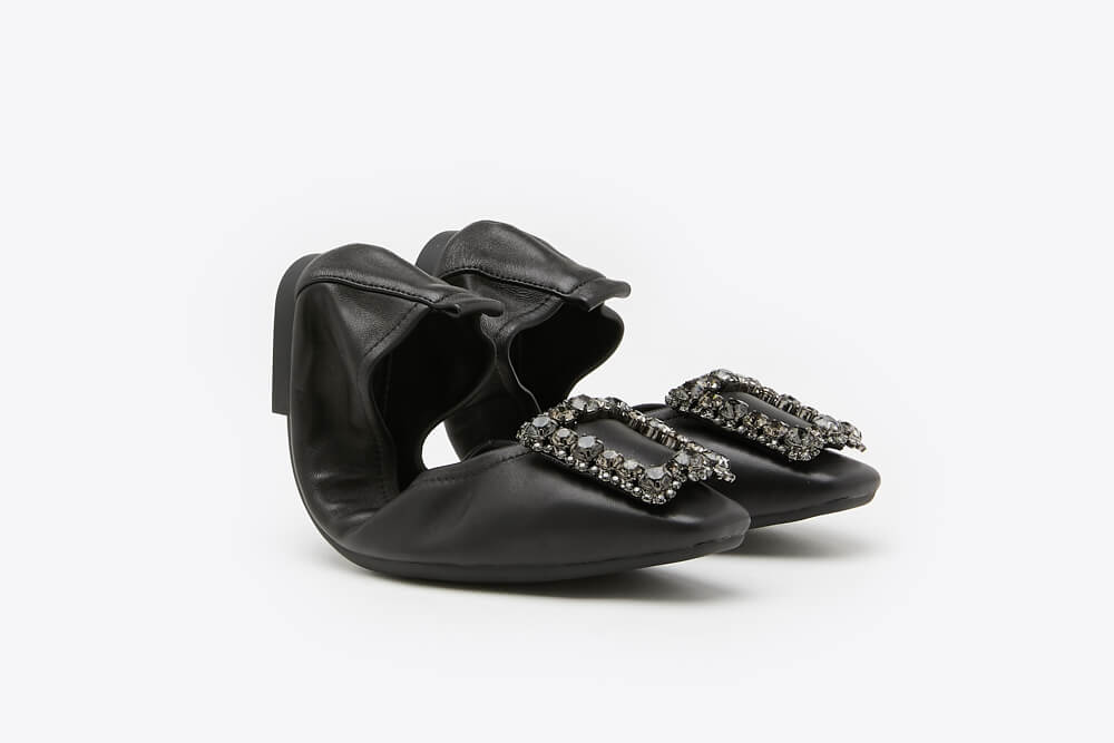 Crystal Buckle Foldable Flats