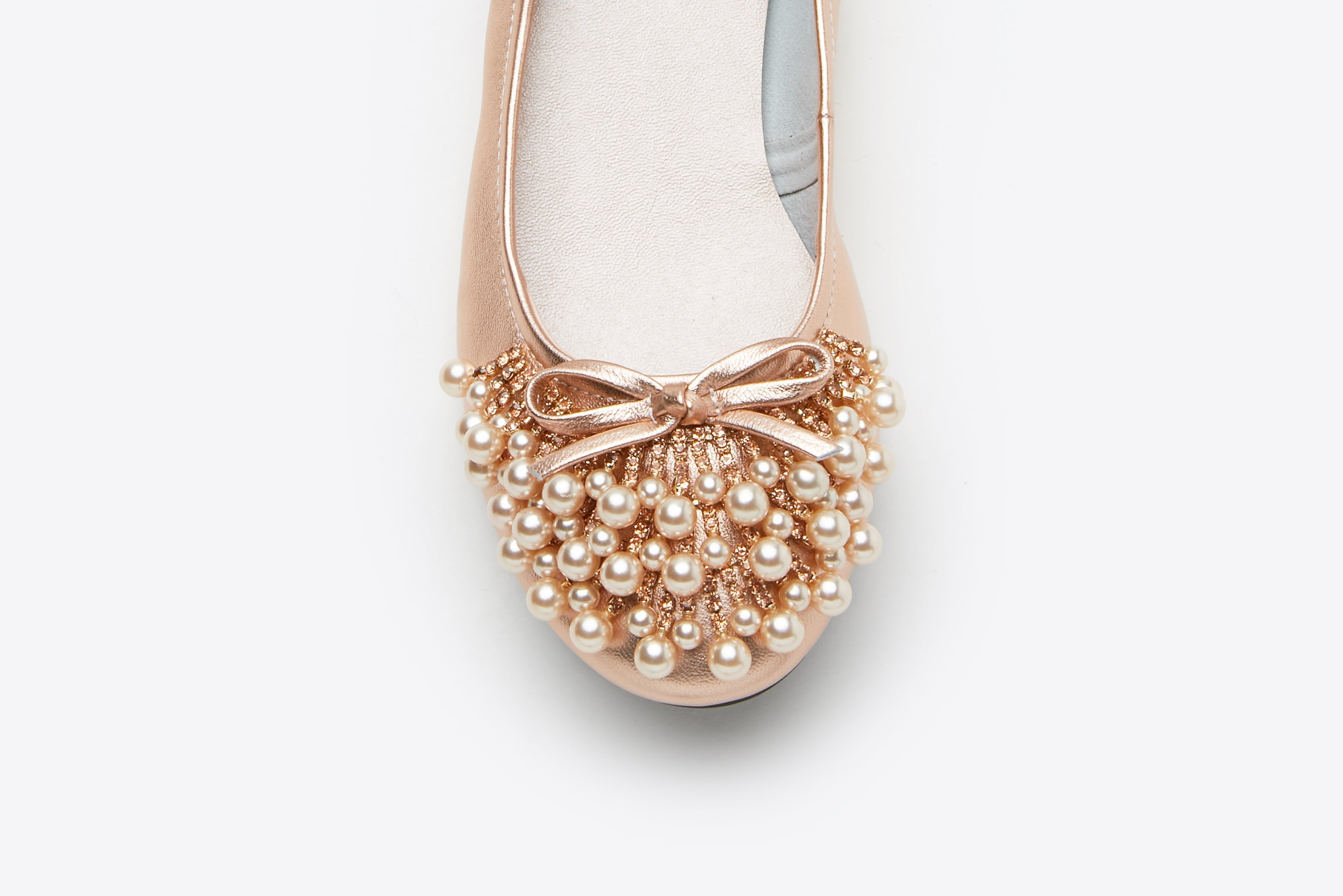 BB08-168 Pearl Embellished Leather Flats