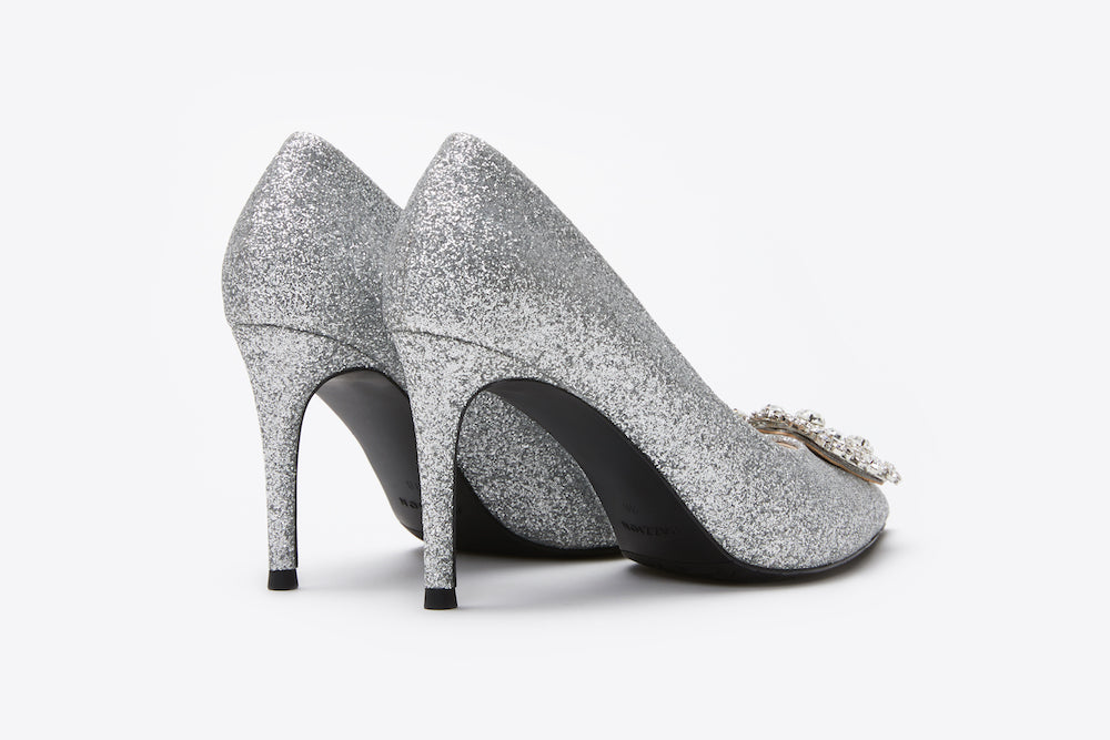6162-16A SILVER SPARKLY EMBELLISHED FRONT HEELS