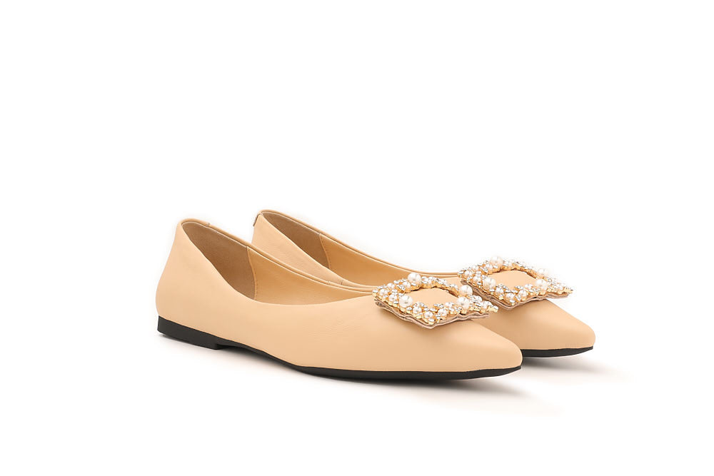 PEARL DIAMANTE EMBELLISHED POINTED TOE