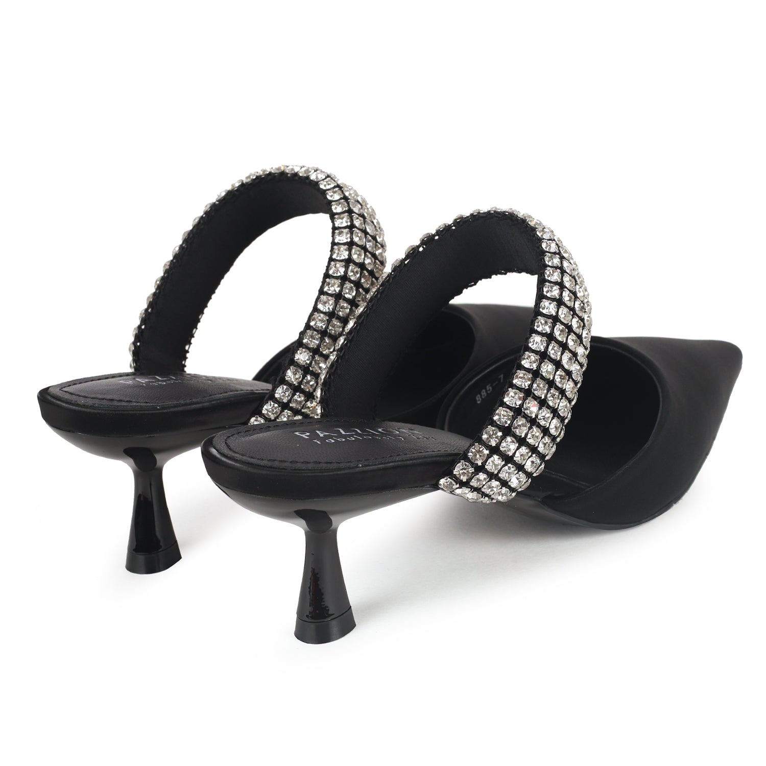 885-7 -Diana Embellished Strapped Heel-(Black)