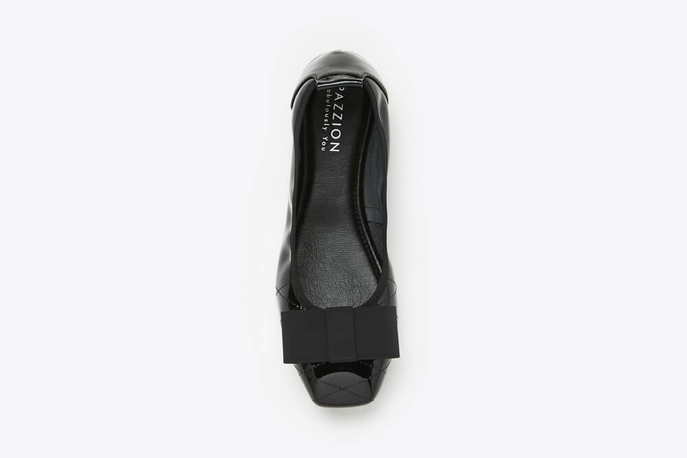 1737-3 Black Bow Embellished Patent Low Heels