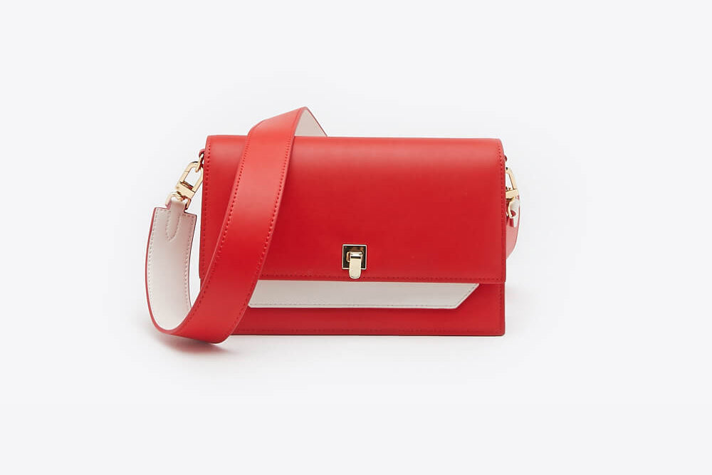 SB-D119 RED DUO-TONED BOXY SATCHEL